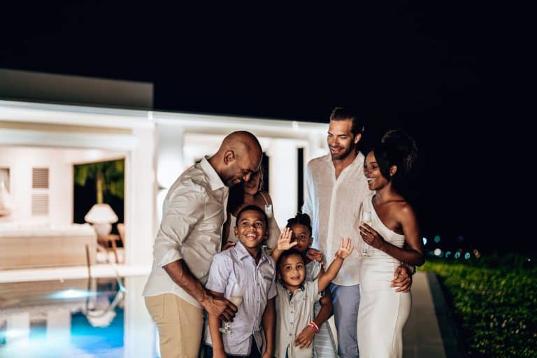 Group at villa enjoying vacation