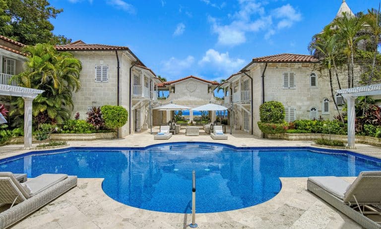 Pool view of Bachelor Hall, a luxury villa in Barbados with a private pool