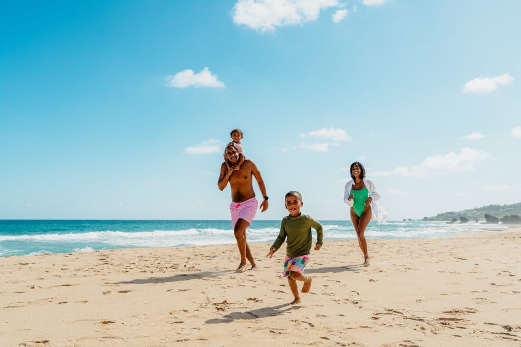Couple on the beach running